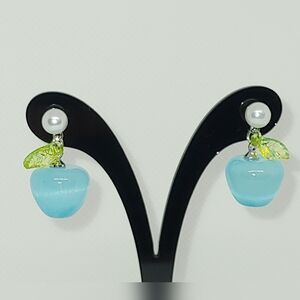 Blue apple earrings